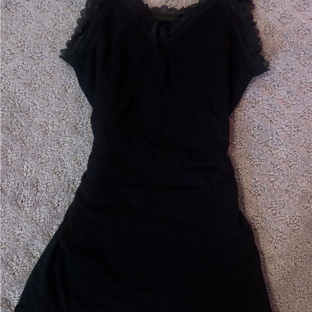 Elegant Black Lace Trim Top or Dress